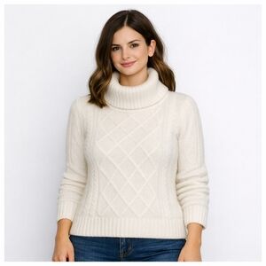 Cream Turtleneck Sweater - Cozy Knit Cowl